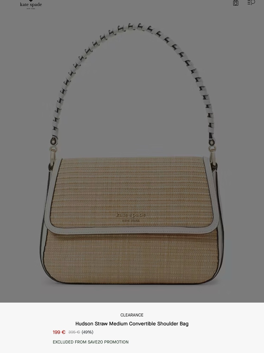 Kate Spade HUDSON Natural Straw and White Leather Shoulder & Cross Body Bag - Picture 6 of 14